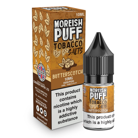 Moreish Puff Nic Salts Butterscotch Tobacco 10ml E-Liquid